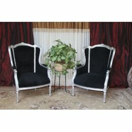 LOT 2 FAUTEUILS BERGERE BAROQUE - ARGENT ET NOIR